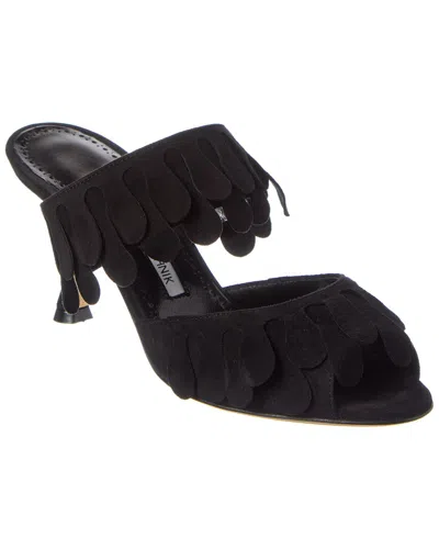 Manolo Blahnik Kelna 70 Suede Sandal In Black