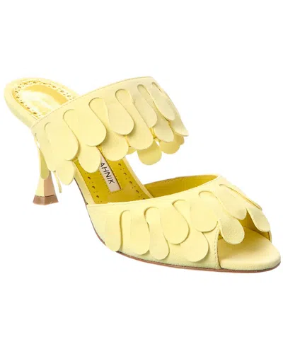 Manolo Blahnik Kelna 70 Suede Sandal In Yellow