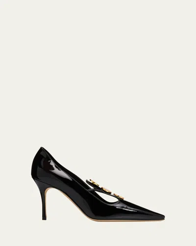 Manolo Blahnik Khafre 85mm Leather Pumps In Black