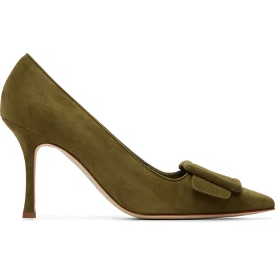 Manolo Blahnik Khaki Maysalepump 90 Heels In Multi