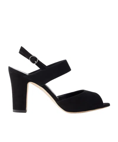 Manolo Blahnik Khiko 90 Suede Slingback Sandals In Black