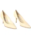 Manolo Blahnik Kietta 70 Leather Pump (authentic Pre-loved) In Neutral