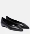 Manolo Blahnik Gala Lambskin Point-toe Ballerina Flats In Black