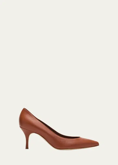 Manolo Blahnik Kietta Leather Stiletto Pumps In Brown