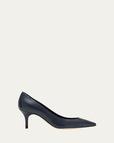 Manolo Blahnik Kietta Leather Stiletto Pumps In Navy