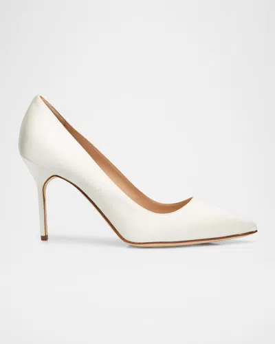 Manolo Blahnik Kietta Metallic Leather Stiletto Pumps In White