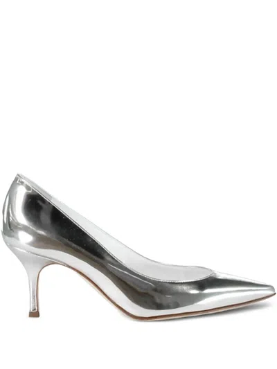 Manolo Blahnik Kietta Pointed Heelded Pumps In Silver