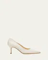 Manolo Blahnik Kifat 70mm Silk Pearly Classic Pumps In White