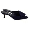 Manolo Blahnik Kitten Heel Mules In Navy Blue Suede In Blue