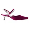 Manolo Blahnik Kitten Heel Pumps In Magenta Satin In Purple