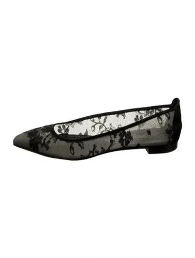 Pre-owned Manolo Blahnik Lace Lace Pattern Ballet Flats In Black