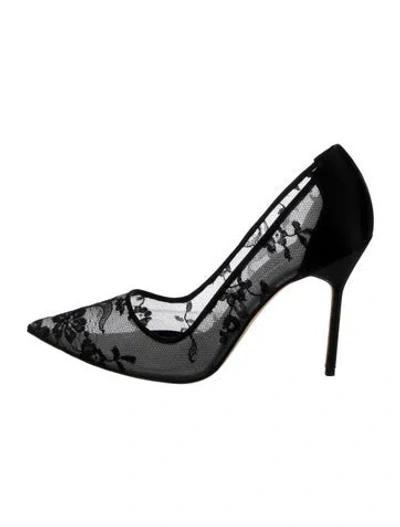 Pre-owned Manolo Blahnik Lace Lace Pattern Pumps In Black