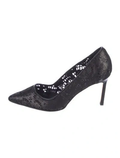 Pre-owned Manolo Blahnik Lace Mesh Accents Pumps In Black