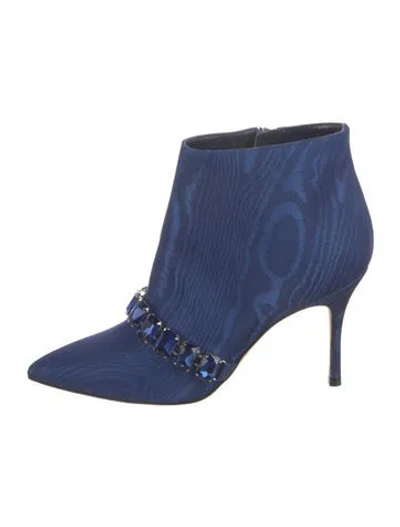 Pre-owned Manolo Blahnik Lace-up Boots In Blue