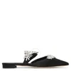 Manolo Blahnik Lurumflat Crystal-embellished Satin Mules In Black