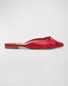 Manolo Blahnik Lambskin Bow Ballerina Mules In Red