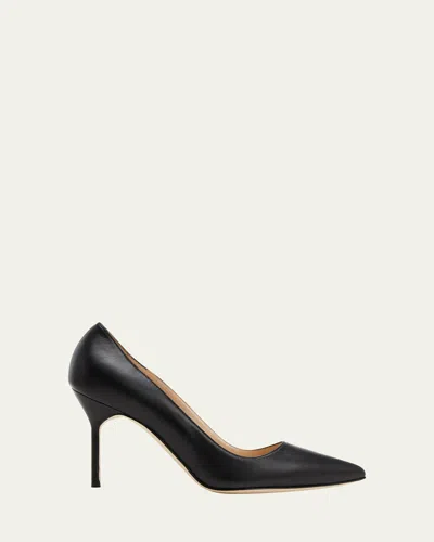 Manolo Blahnik Lambskin Leather Stiletto Pumps In Black