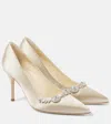 Manolo Blahnik Lamikpump Embellished Satin Pumps In Beige