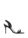 Manolo Blahnik 90mm Lamisan Satin Embellished Slingback Sandals In Blck