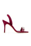 Manolo Blahnik Lamisan Satin Sandals Jewel Detail In Dark Red