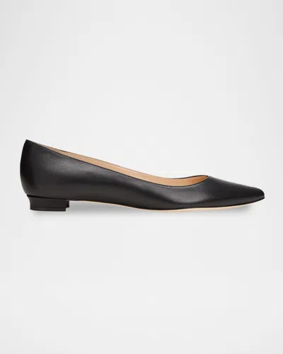 Manolo Blahnik Lanza Bb Lambskin Ballerina Flats In Black