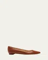 Manolo Blahnik Lanza Bb Lambskin Ballerina Flats In Medium Brown