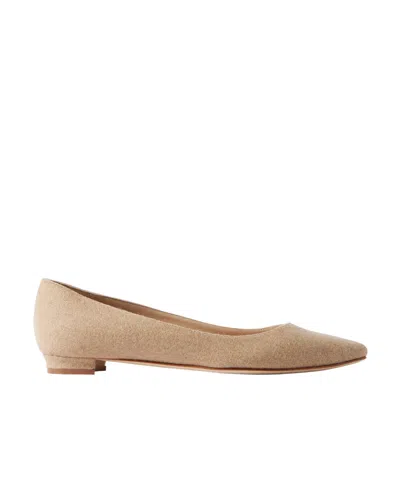 Manolo Blahnik Lanza Bb Wool Point-toe Flats In Neutral