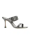Manolo Blahnik Larapa 90 Grey Metallic Nappa Sandals In Gray