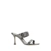 Manolo Blahnik Larapa 90 Grey Metallic Nappa Sandals In Silver