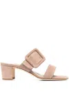 Manolo Blahnik Large-buckle Sandals In Nude