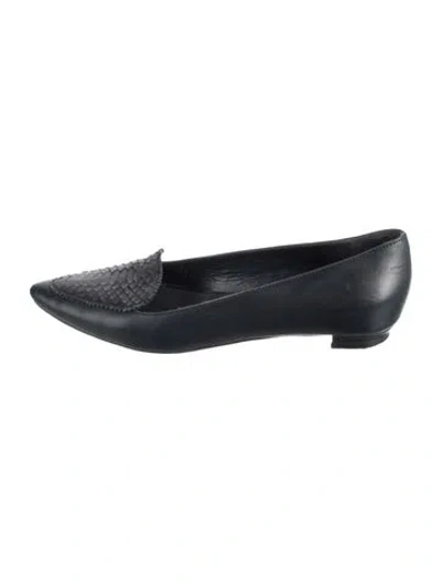 Pre-owned Manolo Blahnik Leather Animal Print Loafers In Blue