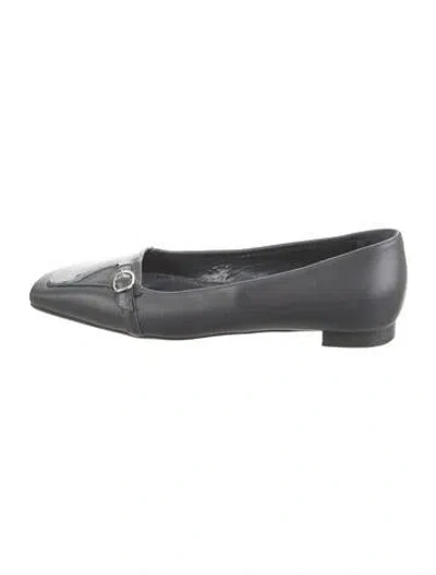 Pre-owned Manolo Blahnik Leather Ballet Flats In Black