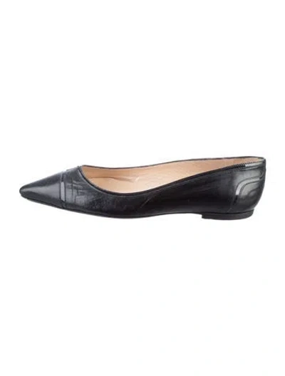 Pre-owned Manolo Blahnik Leather Ballet Flats In Black