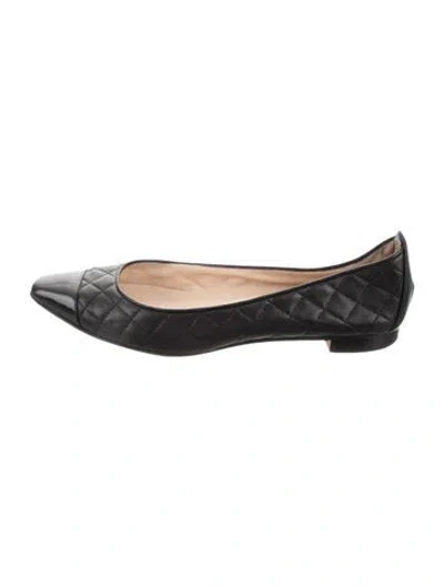 Pre-owned Manolo Blahnik Leather Ballet Flats In Black