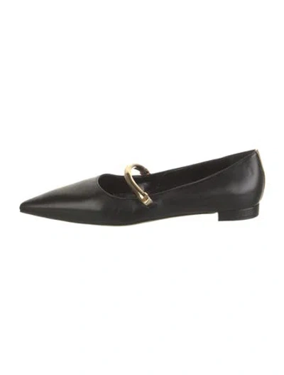 Pre-owned Manolo Blahnik Leather Ballet Flats In Black