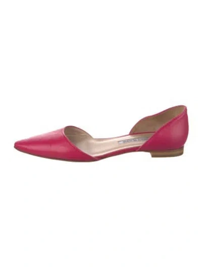 Pre-owned Manolo Blahnik Leather Ballet Flats In Pink