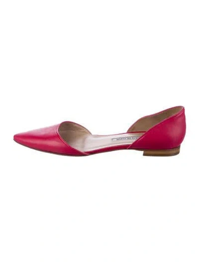 Pre-owned Manolo Blahnik Leather Ballet Flats In Pink