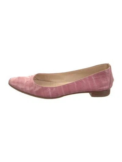 Pre-owned Manolo Blahnik Leather Ballet Flats In Red