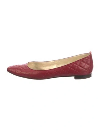 Pre-owned Manolo Blahnik Leather Ballet Flats In Red