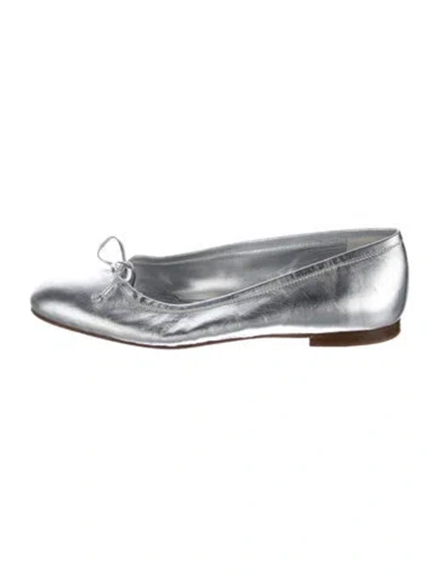 Pre-owned Manolo Blahnik Leather Ballet Flats In Silver