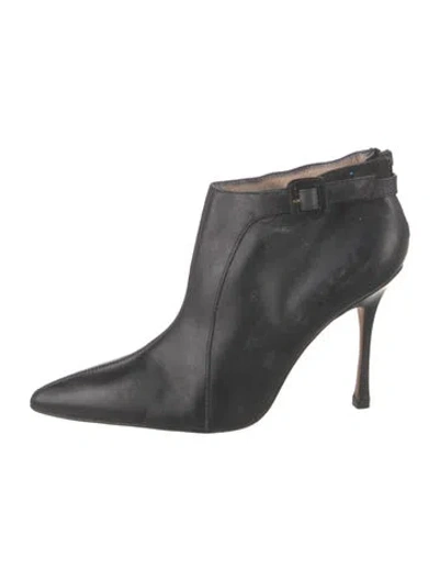 Pre-owned Manolo Blahnik Leather Boots In Black