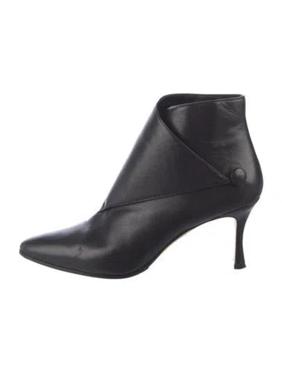 Pre-owned Manolo Blahnik Leather Boots In Black