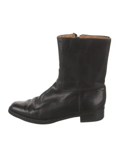 Pre-owned Manolo Blahnik Leather Boots In Black