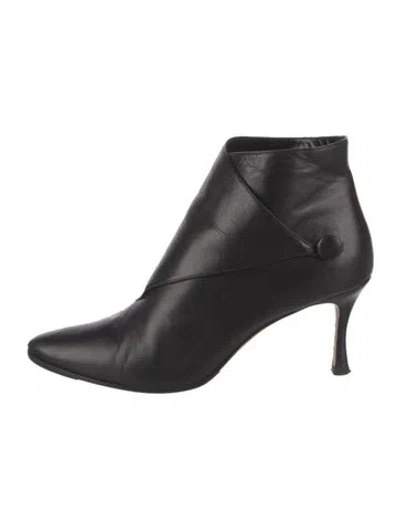 Pre-owned Manolo Blahnik Leather Boots In Black