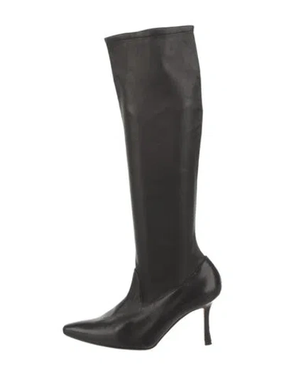 Pre-owned Manolo Blahnik Leather Boots In Black