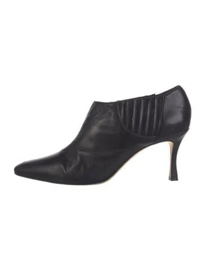 Pre-owned Manolo Blahnik Leather Boots In Black