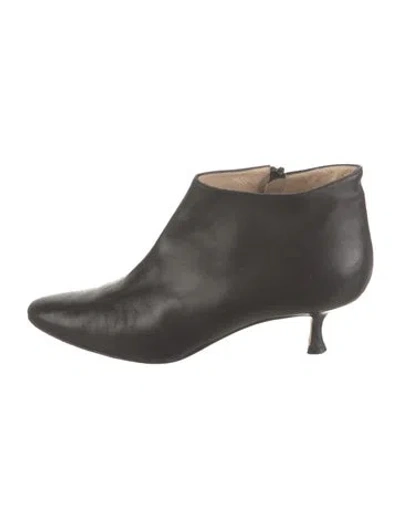 Pre-owned Manolo Blahnik Leather Boots In Black