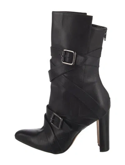 Pre-owned Manolo Blahnik Leather Boots In Black