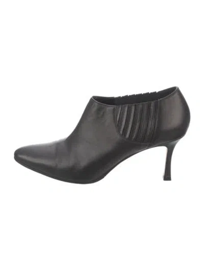 Pre-owned Manolo Blahnik Leather Boots In Black