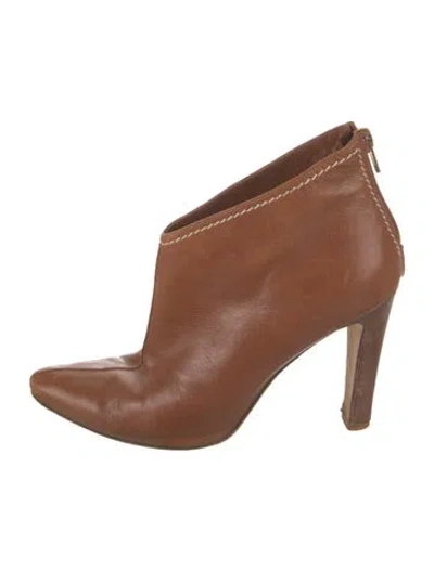 Pre-owned Manolo Blahnik Leather Boots In Brown